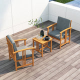 3PC Solid Wood Outdoor Patio Sofa Furniture Set