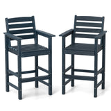 Patio HDPE Adirondack Bar Chairs Set of 2 with Wide Armrests