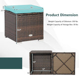2 Pieces Patio Ottoman with Hidden Storage Space-Mix Grey