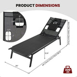 Tumbona reclinable de 5 posiciones para tomar el sol en el patio - Negra