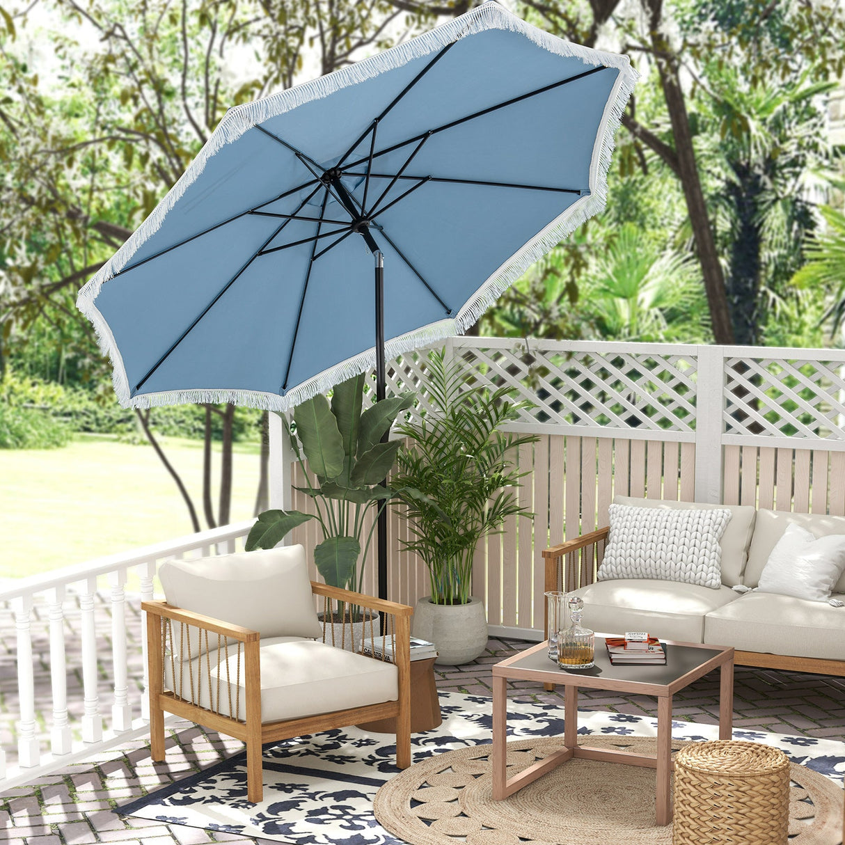 Sombrilla de patio de 2.74 m con toldo protector solar para jardín, piscina o patio