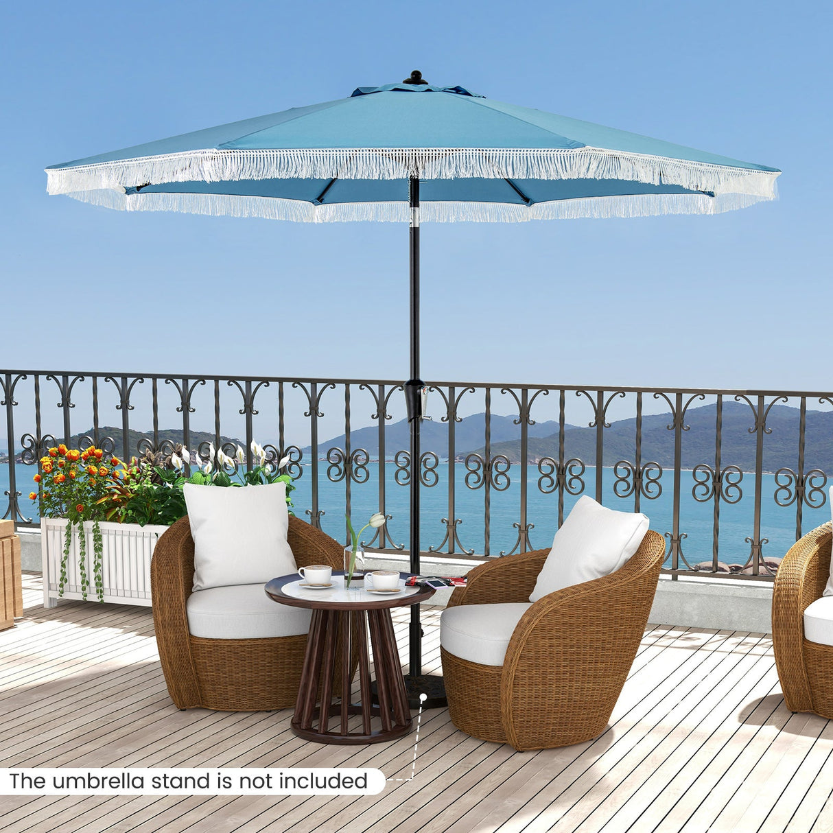 Sombrilla de patio de 2.74 m con toldo protector solar para jardín, piscina o patio
