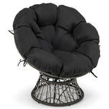 Sillón Papasan de Mimbre de PE con Cojín Grueso y Extraíble - Negro