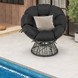 Sillón Papasan de Mimbre de PE con Cojín Grueso y Extraíble - Negro