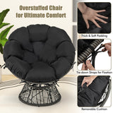 Sillón Papasan de Mimbre de PE con Cojín Grueso y Extraíble - Negro