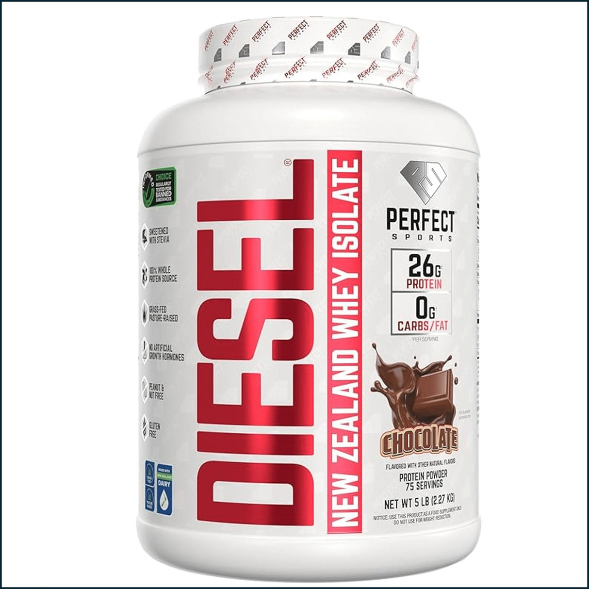 Perfect Sports Diesel 100% Proteína de Suero Aislada en Polvo de Nueva Zelanda, 5 lb
