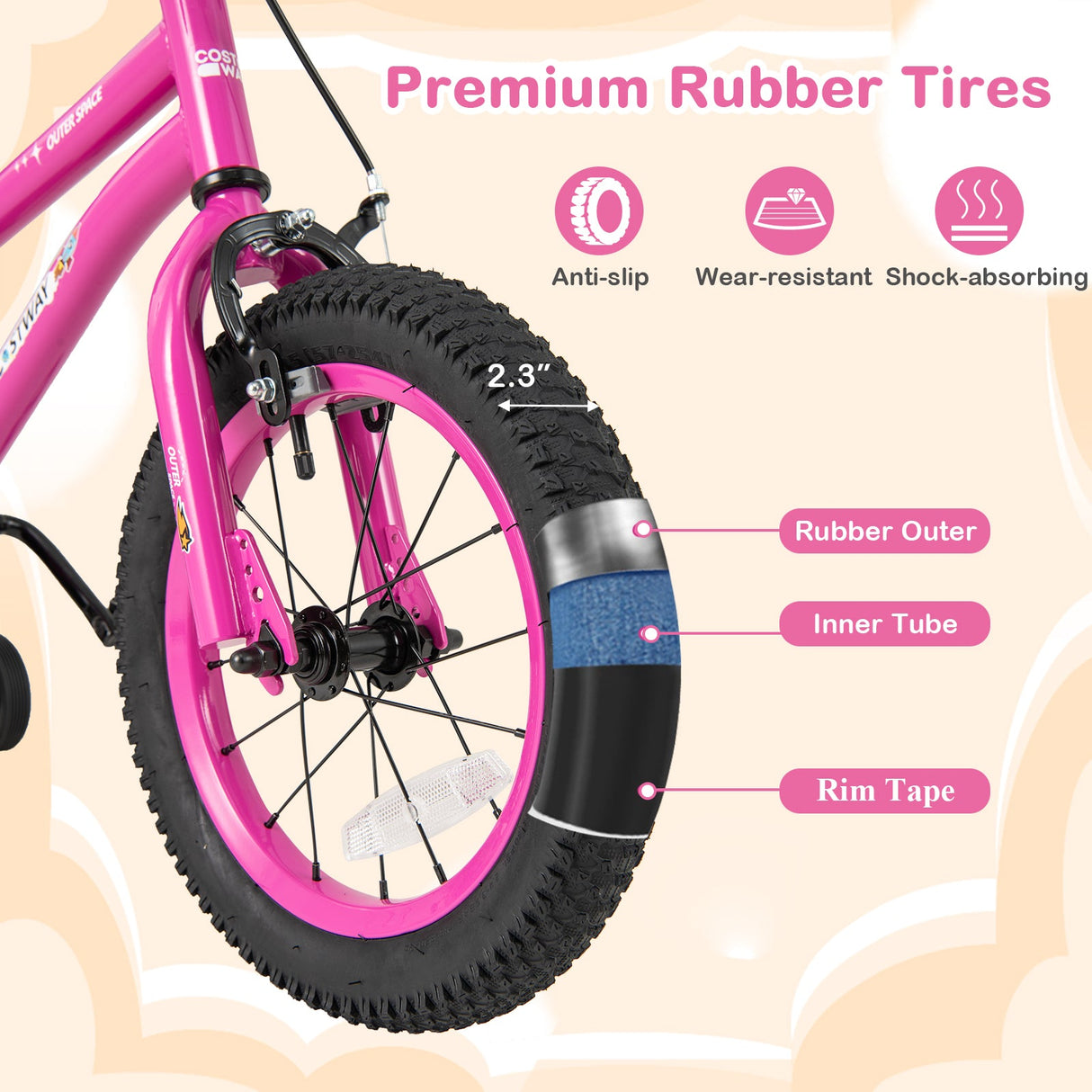 Bicicleta para niños de 16 pulgadas para 4-7 años ajustable con ruedas de entrenamiento extraíbles - 16 pulgadas