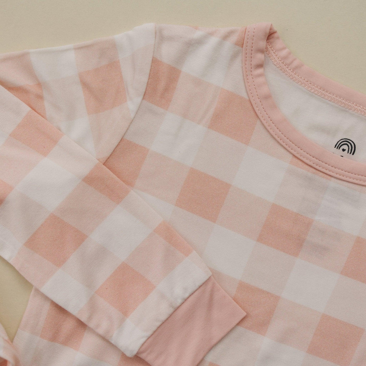 Pijama de bambú de 2 piezas a cuadros vichy rosa