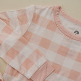 Pijama de bambú de 2 piezas a cuadros vichy rosa