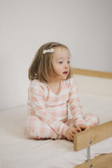 Pijama de bambú de 2 piezas a cuadros vichy rosa