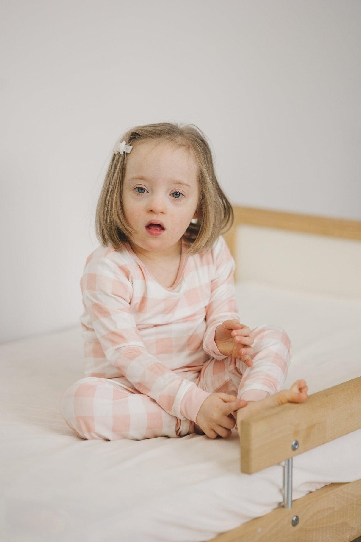 Pijama de bambú de 2 piezas a cuadros vichy rosa