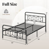 Platform Bed with High Headboard and Snap Lock Metal Slats