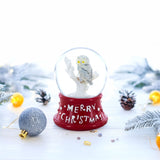 White Owl Perched on Red Base Mini Water Snow Globe
