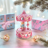 Pink Ballerina Carousel Rotating Musical Figurine