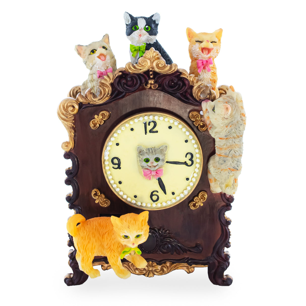Animated Musical Figurine with Playful Felines