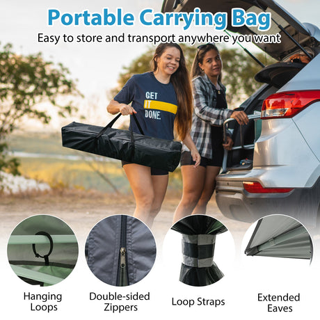 Cenador plegable de 11 x 11 pies con mosquitero y techo doble - Gris