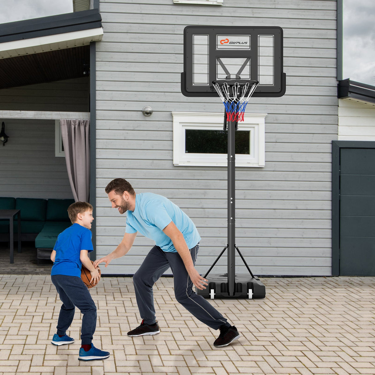 Canasta de baloncesto portátil con altura ajustable de 4.6 a 10 pies y 10 niveles