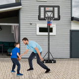 Canasta de baloncesto portátil con altura ajustable de 4.6 a 10 pies y 10 niveles