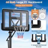 Canasta de baloncesto portátil con altura ajustable de 4.6 a 10 pies y 10 niveles