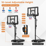 Canasta de baloncesto portátil con altura ajustable de 4.6 a 10 pies y 10 niveles