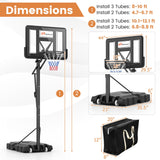 Canasta de baloncesto portátil con altura ajustable de 4.6 a 10 pies y 10 niveles