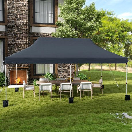 Carpa plegable tipo cenador de 10 x 20 pies para exteriores con bolsa de transporte - Azul