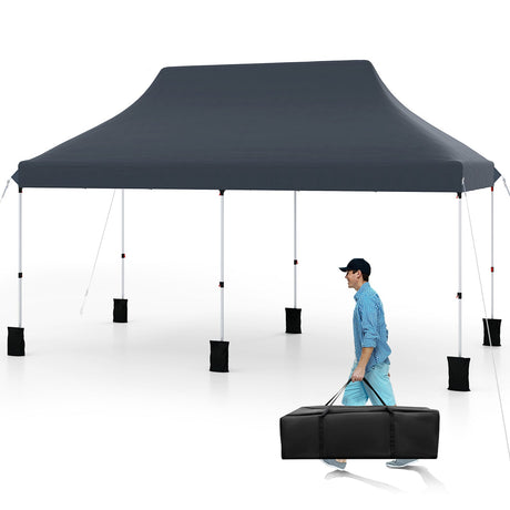Carpa plegable tipo cenador de 10 x 20 pies para exteriores con bolsa de transporte - Azul
