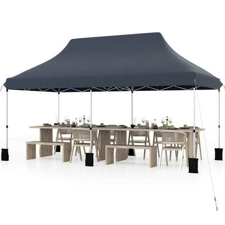 Carpa plegable tipo cenador de 10 x 20 pies para exteriores con bolsa de transporte - Azul