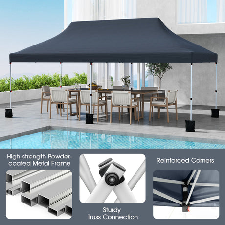 Carpa plegable tipo cenador de 10 x 20 pies para exteriores con bolsa de transporte - Azul