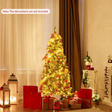 Árbol de Navidad artificial preiluminado tipo lápiz con piñas y bayas rojas