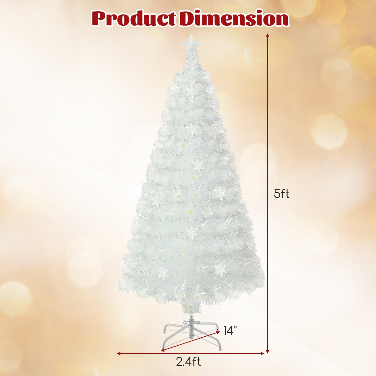 Árbol de Navidad Artificial Blanco Prelit de 5/6/7 pies con Hojas Iridiscentes