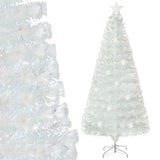 Árbol de Navidad Artificial Blanco Prelit de 5/6/7 pies con Hojas Iridiscentes