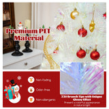 Árbol de Navidad Artificial Blanco Prelit de 5/6/7 pies con Hojas Iridiscentes