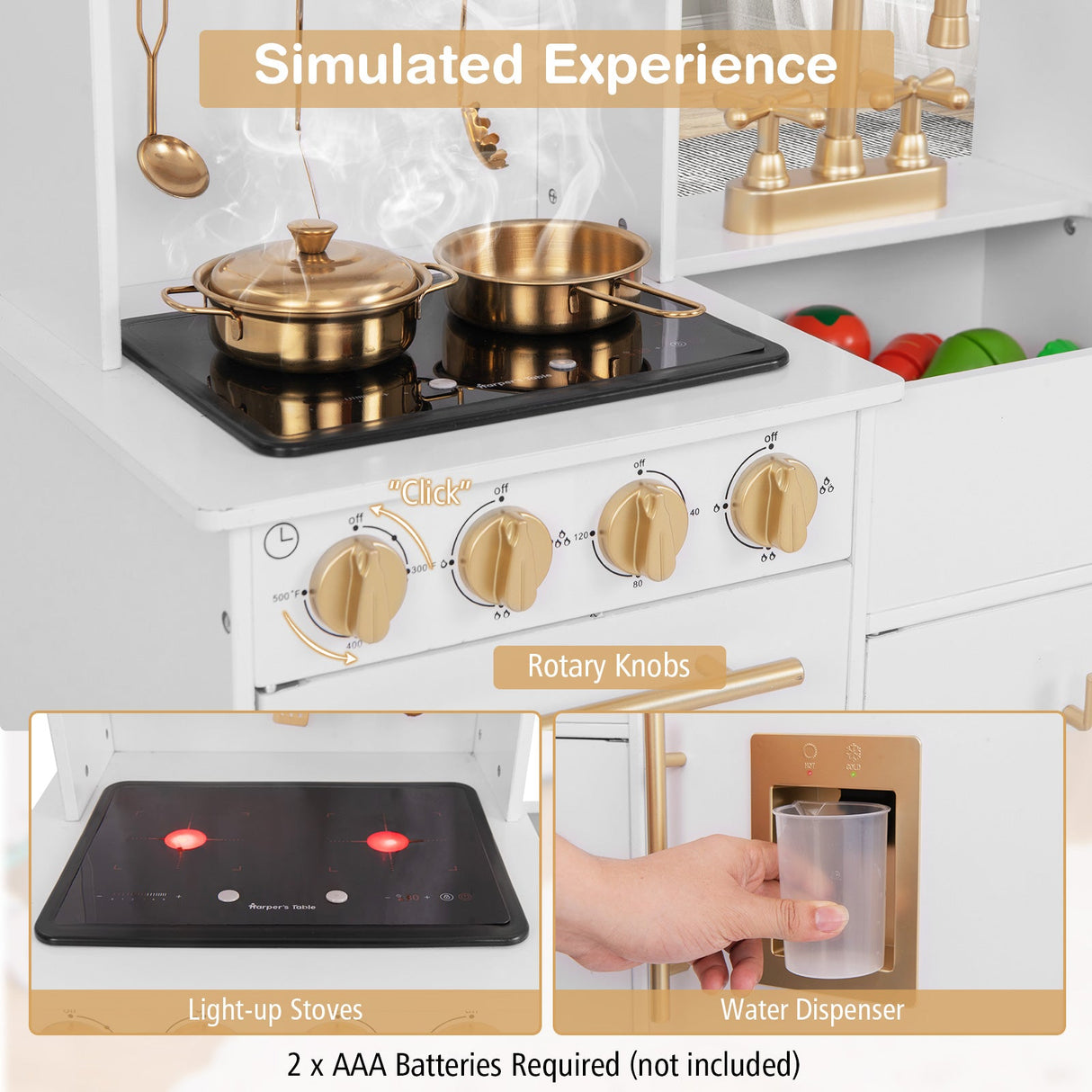 Cocina de juguete de simulación para niños con cafetera - Blanca