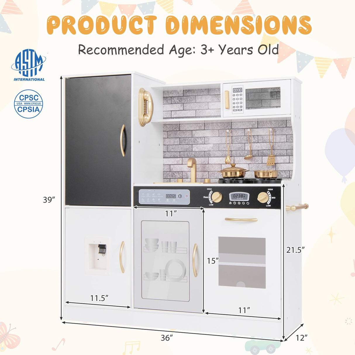 Cocina de juguete con utensilios para niños de 3 años en adelante - Blanco