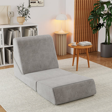 Sofá cama plegable 3 en 1 con funda con cremallera lavable - Gris
