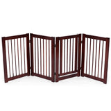 30 Inch Tall 4-Panel Freestanding Pet Gate Wooden Dog Fence