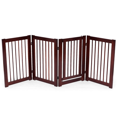 Valla de madera de 4 paneles para perros, de 76 cm de altura, independiente