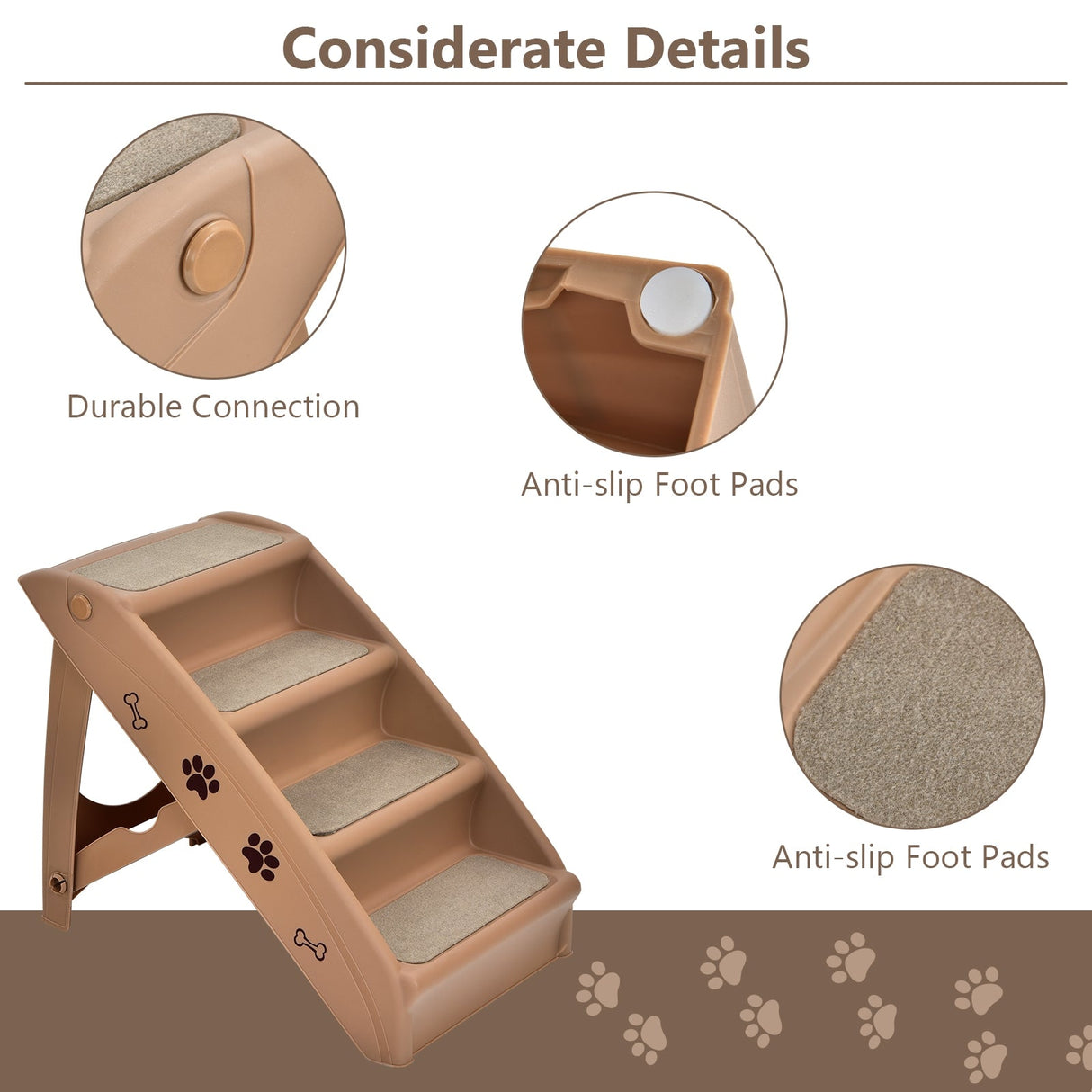 Collapsible Plastic Pet Stairs 4 Step Ladder for Small Dog and Cats