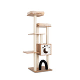Árbol rascador para gatos de interior con plataforma y postes rascadores - Beige
