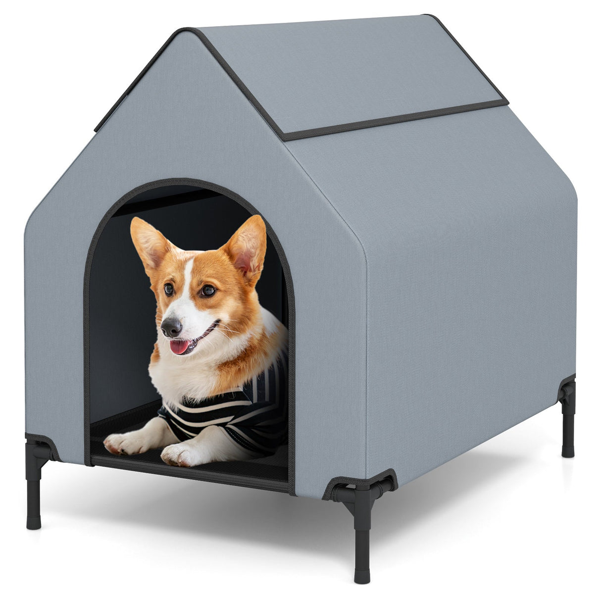 Casa exterior elevada para mascotas grande/mediana/pequeña con ventanas ventiladas