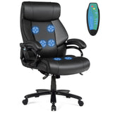 Sillón de oficina de masaje de cuero sintético Big & Tall de 400 lb - Negro