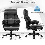 Sillón de oficina de masaje de cuero sintético Big & Tall de 400 lb - Negro