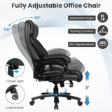 Sillón de oficina de masaje de cuero sintético Big & Tall de 400 lb - Negro