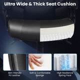Sillón de oficina de masaje de cuero sintético Big & Tall de 400 lb - Negro