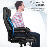 Sillón de oficina de masaje de cuero sintético Big & Tall de 400 lb - Negro