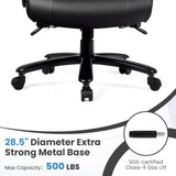 Sillón de oficina de masaje de cuero sintético Big & Tall de 400 lb - Negro