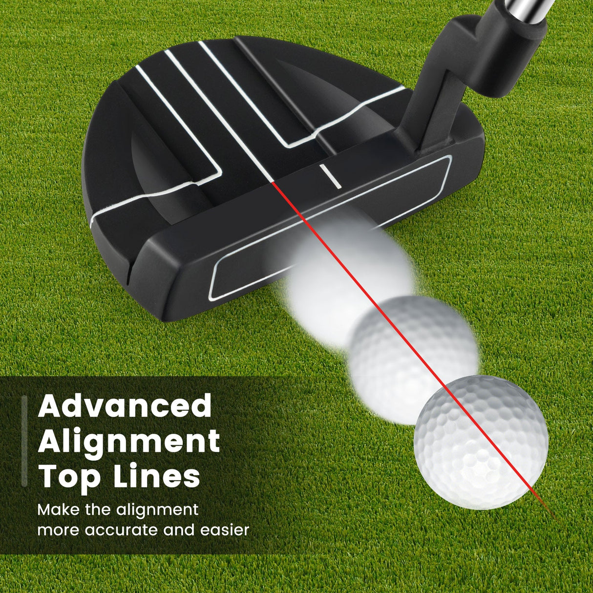 Putter de golf con funda de cabeza de 35 pulgadas estilo mazo putter para diestros