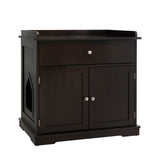 Wooden Cat Litter Box Enclosure with Drawer Side Table Furniture