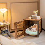 Arenero para gatos con puerta y orificio de ventilación - Marrón